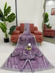 1RICH LOOK JMC SILK THREAD & SEQUENCE EMBROIDERY WITH PIPING WORK SAREE WITH UNSTITCHED BLOUSE FESTIVE WEAR WHOLESALE PRICE ETHNIC GARMENT (4)