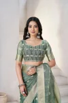 1RICH LOOK LINEN COTTON SILK GOLD ZARI AND SELF DESIGN WORK SAREE WITH UNSTITCHED BLOUSE FESTIVE WEAR WHOLESALE PRICE ETHNIC GARMENT (8)