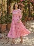 1RICH LOOK MUSLIN SILK GINGHAM PRINT WORK ONE PIECE DRESS DAILY WEAR WHOLESALE PRICE ETHNIC GARMENT (11)