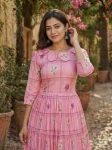 1RICH LOOK MUSLIN SILK GINGHAM PRINT WORK ONE PIECE DRESS DAILY WEAR WHOLESALE PRICE ETHNIC GARMENT (11)