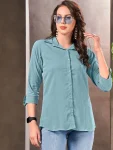 RICH LOOK RINKAL COTTON PLAIN SHIRT  SKY