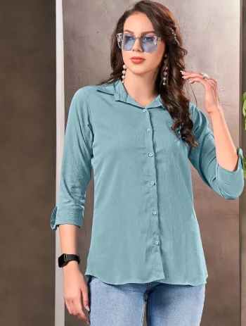 RICH LOOK RINKAL COTTON PLAIN SHIRT  SKY