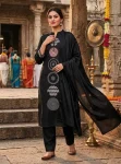 RICH LOOK SLUB COTTON EMBROIDERY WORK TOP BOTTOM WITH DUPATTA BLACK