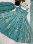 1TRENDING FENDY SILK EMBROIDERY SEQUENCE WORK GOWN PALAZZO WITH DUPATTA WEDDING WEAR WHOLESALE PRICE ETHNIC GARMENT (47)