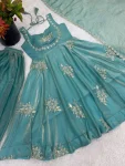 1TRENDING FENDY SILK EMBROIDERY SEQUENCE WORK GOWN PALAZZO WITH DUPATTA WEDDING WEAR WHOLESALE PRICE ETHNIC GARMENT (47)