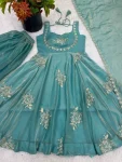 1TRENDING FENDY SILK EMBROIDERY SEQUENCE WORK GOWN PALAZZO WITH DUPATTA WEDDING WEAR WHOLESALE PRICE ETHNIC GARMENT (47)