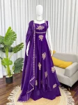 TRENDING FENDY SILK THREAD AND SEQUENCE WORK GOWN PALAZZO WITH DUPATTA