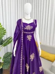 1TRENDING FENDY SILK THREAD AND SEQUENCE WORK GOWN PALAZZO WITH DUPATTA WEDDING WEAR WHOLESALE PRICE ETHNIC GARMENT (15)