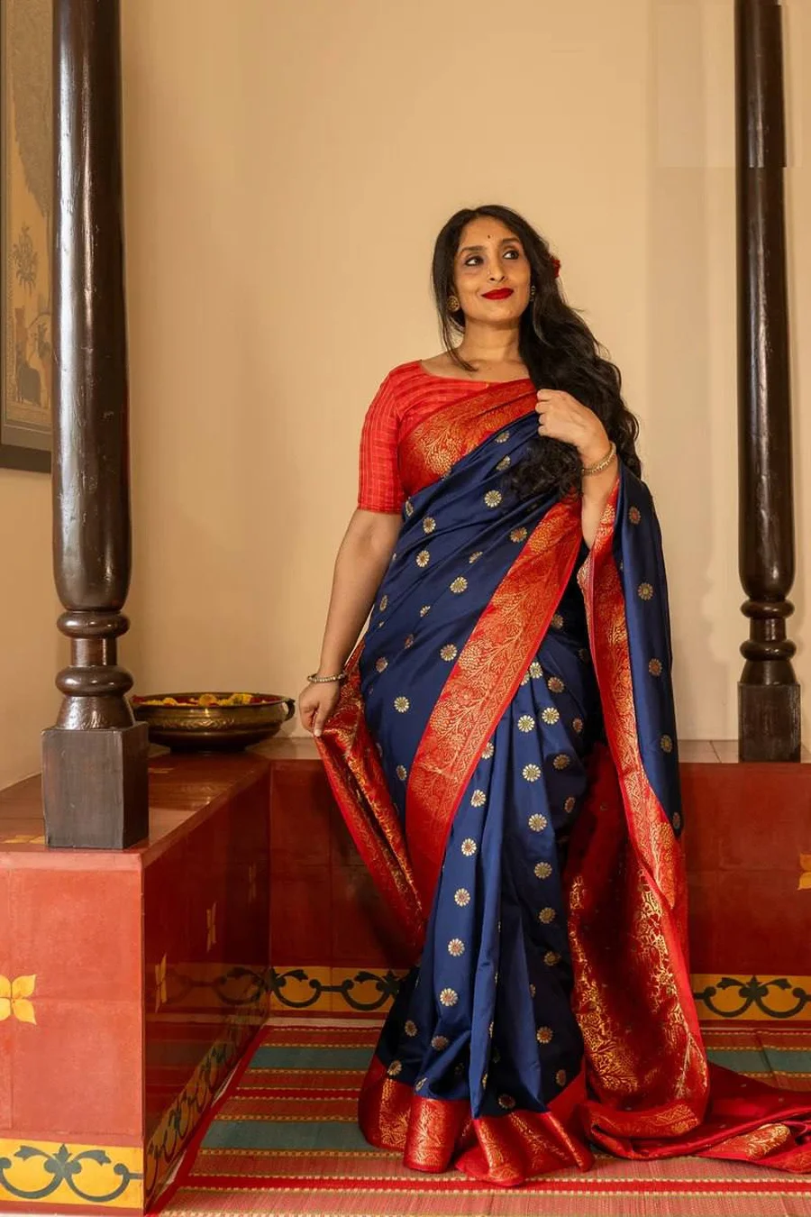 1TRENDING LICHI SILK JACQUARD WORK SAREE WITH UNSTITCHED BLOUSE FESTIVE WEAR WHOLESALE PRICE ETHNIC GARMENT (13)