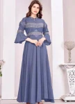 TRENDING MUSLIN EMBROIDERY WOEK GOWN LAVENDER