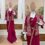 TRENDING RANGOLI SILK EMBROIDERY WORK LACE BORDER WORK READY TO WEAR SAREE WITH STITCHED BLOUSE AND KOTI RANI