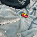1TRENDING SHIMMER CREPE JARKAN STONE WORK BORDER AND ALL OVER DIAMOND WORK SAREE WITH UNSTITCHED BLOUSE PARTY WEAR WHOLESALE PRICE ETHNIC GARMENT (9)