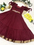 1TRENDING VICHITRA SILK MAGGAM WORK ONE PIECE DRESS FESTIVE WEAR WHOLESALE PRICE ETHNIC GARMENT (14)
