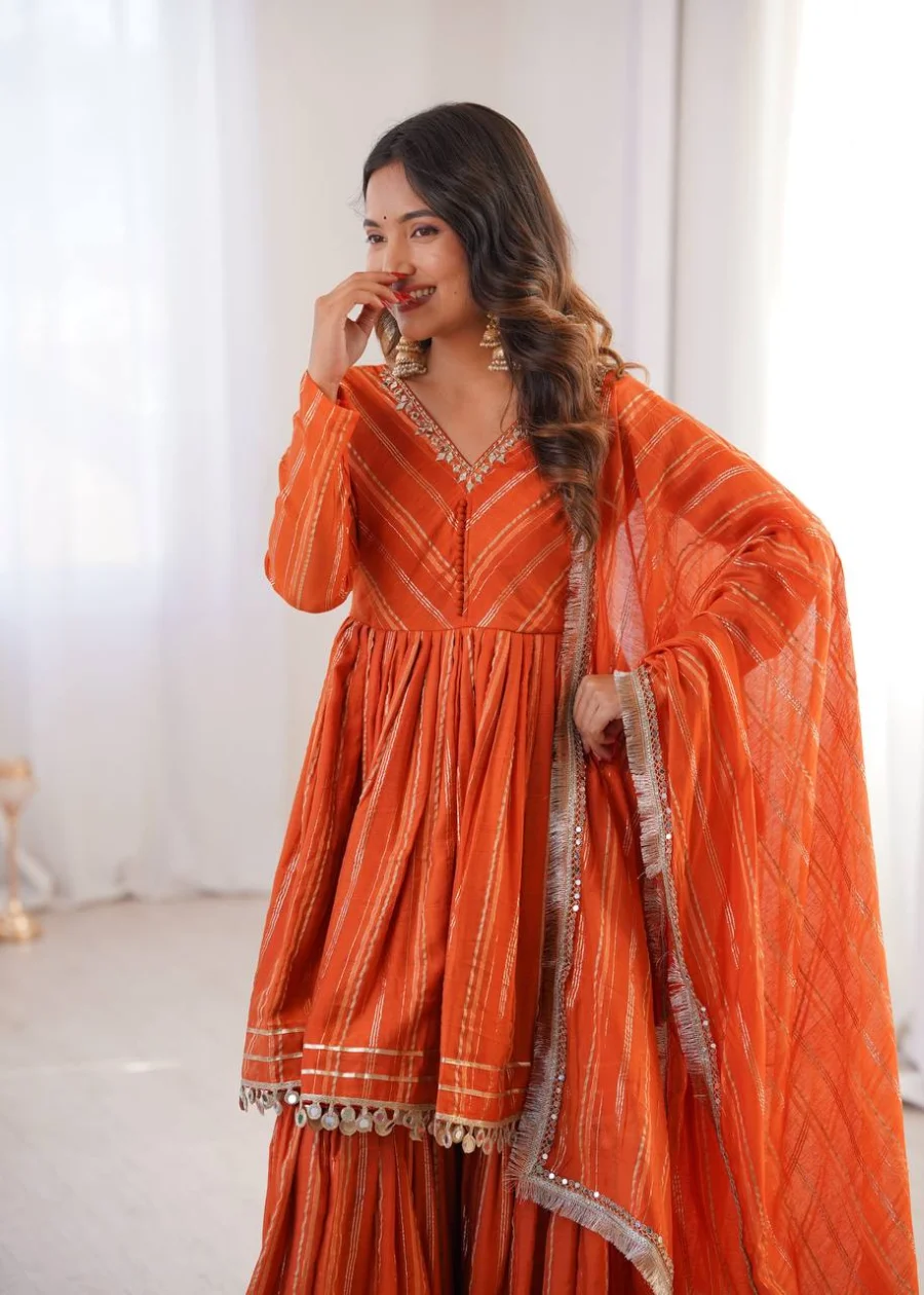20DESIGNER MAL CHANDERI REAL MIRROR WITH HANDWORK TOP SHARARA WITH DUPATTA FESTIVE WEAR WHOLESALE PRICE ETHNIC GARMENT (18)