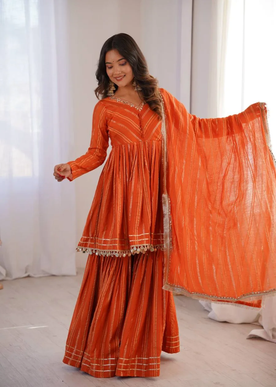 20DESIGNER MAL CHANDERI REAL MIRROR WITH HANDWORK TOP SHARARA WITH DUPATTA FESTIVE WEAR WHOLESALE PRICE ETHNIC GARMENT (19)