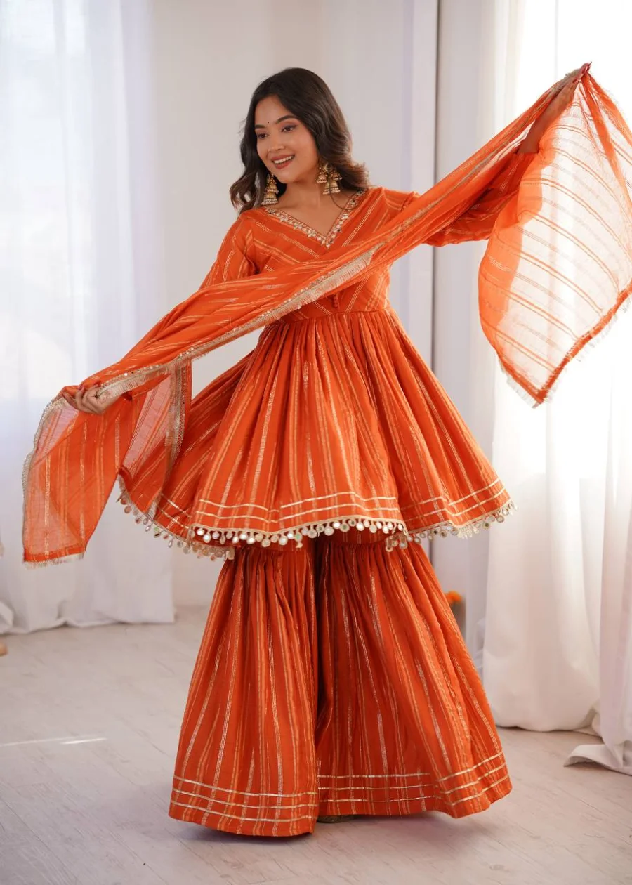 20DESIGNER MAL CHANDERI REAL MIRROR WITH HANDWORK TOP SHARARA WITH DUPATTA FESTIVE WEAR WHOLESALE PRICE ETHNIC GARMENT (23)