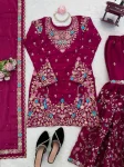 21DESIGNER JMC SILK THREAD WITH SEQUENCE WITH RIVET MOTI WORK TOP SHARARA WITH DUPATTA WEDDING WEAR WHOLESALE PRICE ETHNIC GARMENT (14)