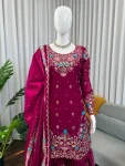 21DESIGNER JMC SILK THREAD WITH SEQUENCE WITH RIVET MOTI WORK TOP SHARARA WITH DUPATTA WEDDING WEAR WHOLESALE PRICE ETHNIC GARMENT (14)