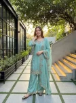 21DESIGNER ROMAN GLASS EMBROIDERY SEQUENCE WITH FANCY CUT WORK TOP PALAZZO WITH DUPATTA FESTIVE WEAR WHOLESALE PRICE ETHNIC GARMENT (11)