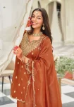 21FANCY NATURAL SILK EMBROIDERY CHAIN SEQUENCE WITH FANCY CUT WORK TOP PALAZZO WITH DUPATTA FESTIVE WEAR WHOLESALE PRICE ETHNIC GARMENT (12)