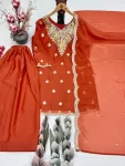 21FANCY NATURAL SILK EMBROIDERY CHAIN SEQUENCE WITH FANCY CUT WORK TOP PALAZZO WITH DUPATTA FESTIVE WEAR WHOLESALE PRICE ETHNIC GARMENT (12)
