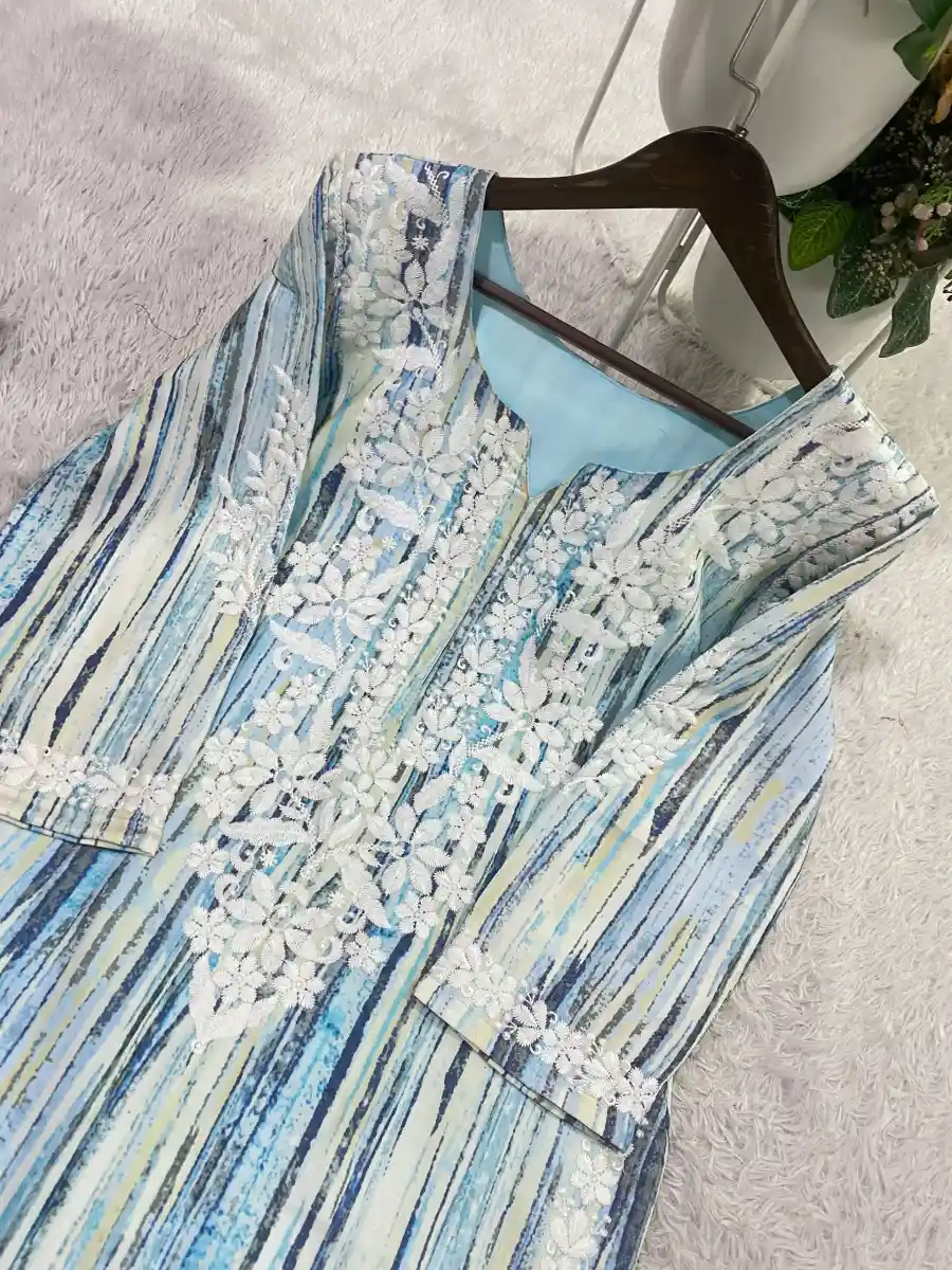 21FANCY RAYON EMBROIDERY WORK KURTI PALAZZO SET OFFICE WEAR WHOLESALE PRICE ETHNIC GARMENT (8)