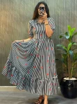 22FANCY MUL CHANDERI PRINTED WORK ONE PIECE DRESS DAILY WEAR WHOLESALE PRICE ETHNIC GARMENT (2)