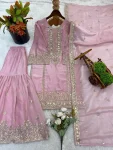 23CLASSIC FENDY SILK EMBROIDERY SEQUENCE WORK TOP SHARARA WITH DUPATTA FESTIVE WEAR WHOLESALE PRICE ETHNIC GARMENT (24)