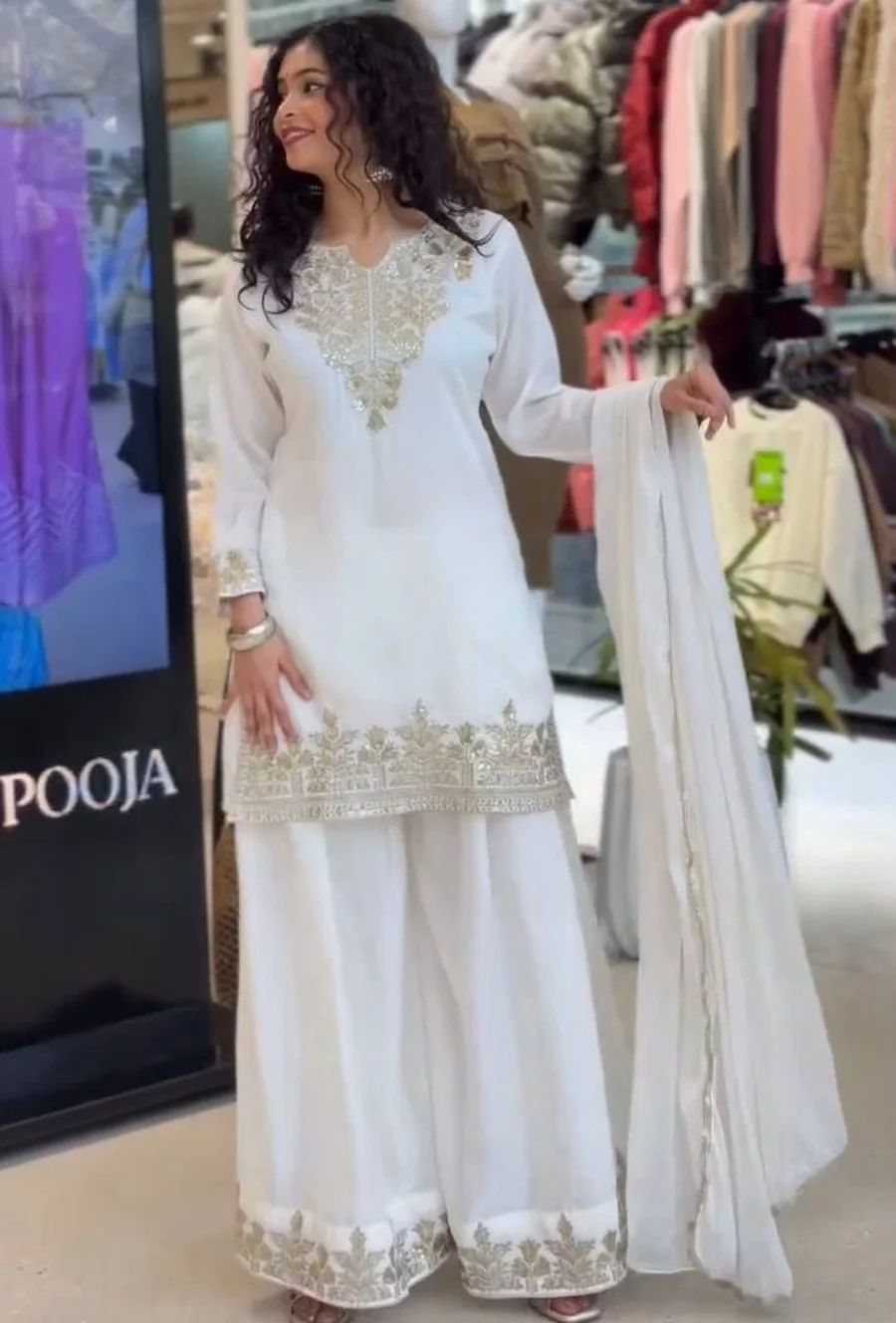 23MODERN FENDY SEQUENCE EMBROIDERY WORK TOP PALAZZO WITH DUPATTA FESTIVE WEAR WHOLESALE PRICE ETHNIC GARMENT (21)
