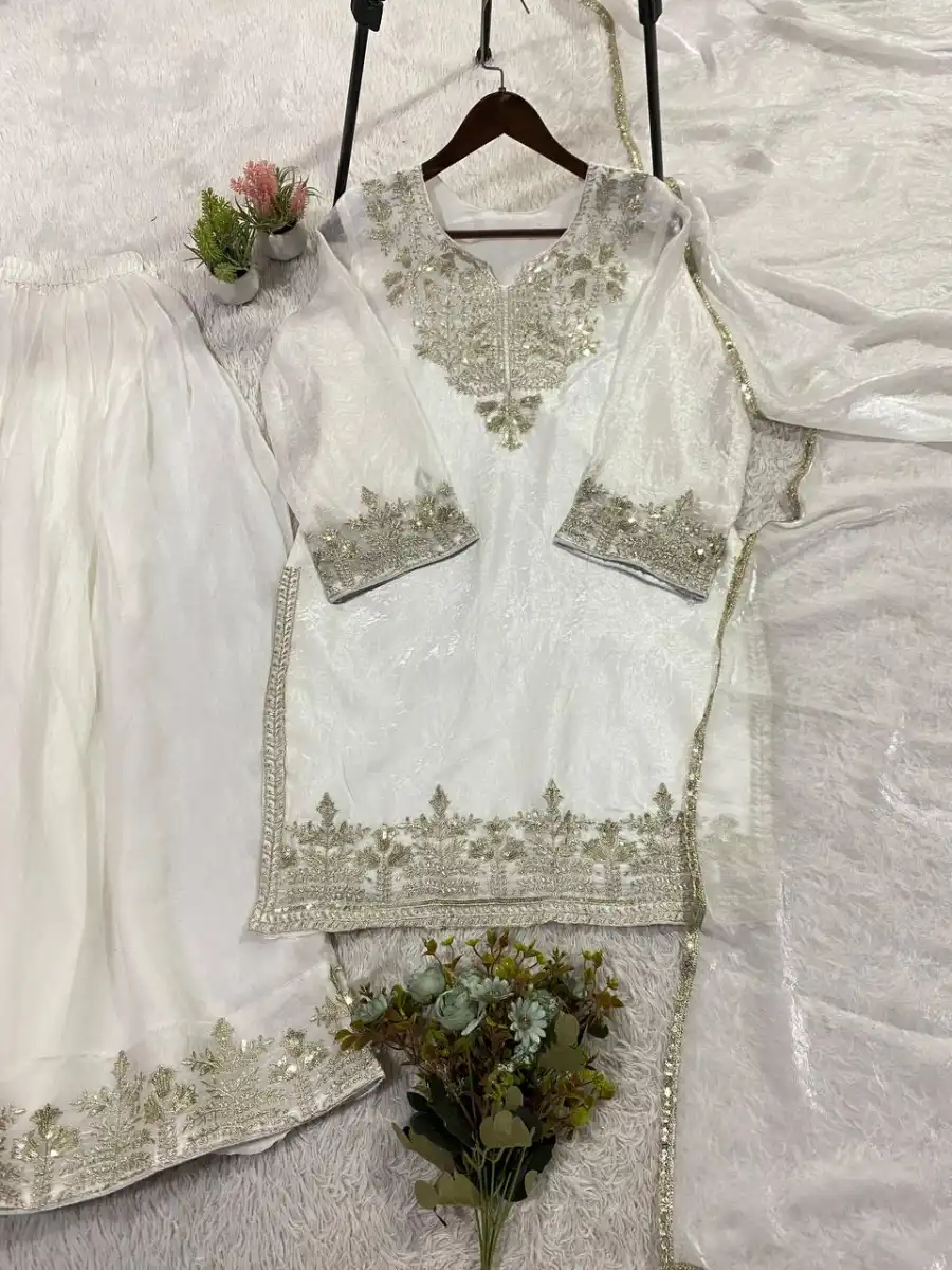 23MODERN FENDY SEQUENCE EMBROIDERY WORK TOP PALAZZO WITH DUPATTA FESTIVE WEAR WHOLESALE PRICE ETHNIC GARMENT (23)