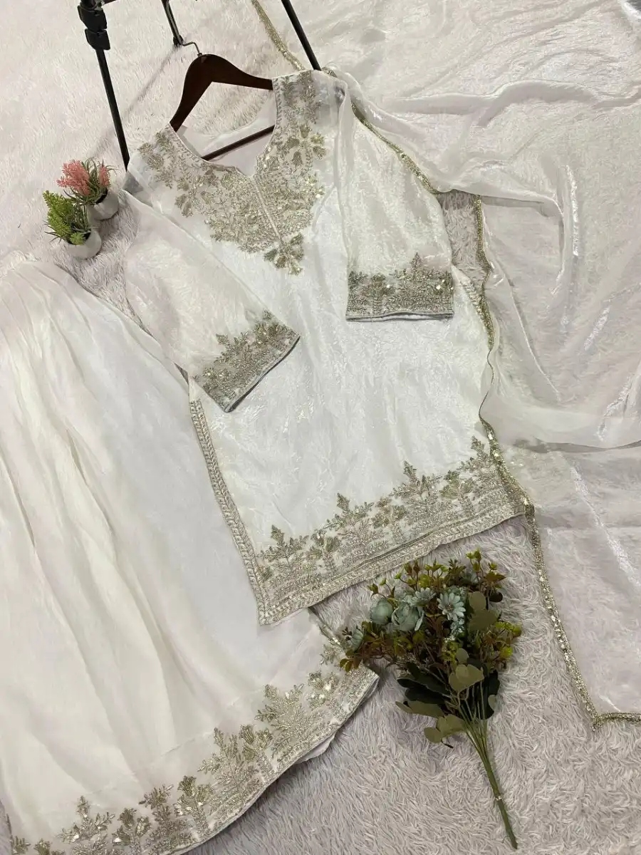 23MODERN FENDY SEQUENCE EMBROIDERY WORK TOP PALAZZO WITH DUPATTA FESTIVE WEAR WHOLESALE PRICE ETHNIC GARMENT (26)