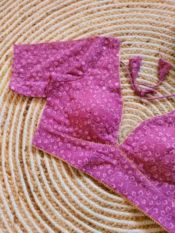 MODERN GEORGETTE CHIKANKARI WITH SEQUENCE WORK STITCHED BLOUSE PINK