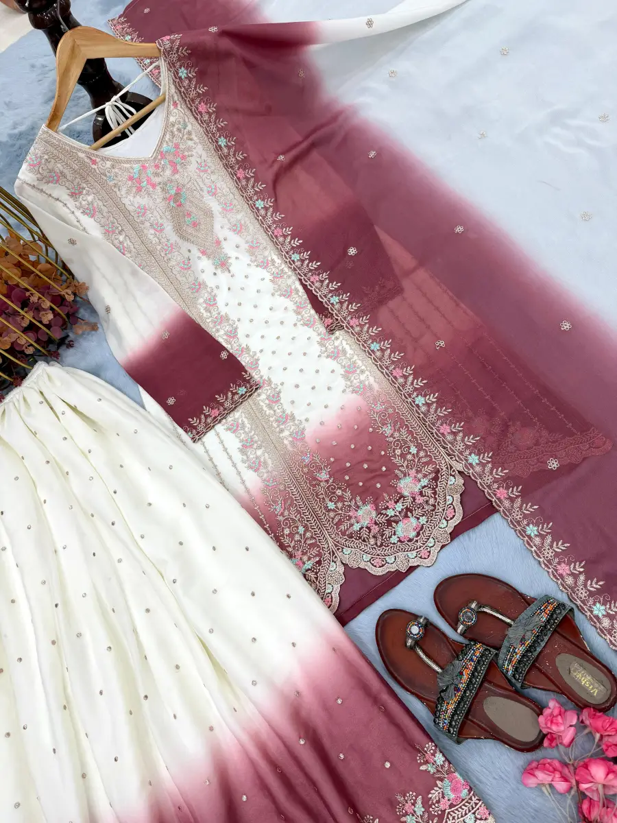 25DESIGNER GEORGETTE EMBROIDERY THREAD WORK TOP PALAZZO WITH DUPATTA FESTIVE WEAR WHOLESALE PRICE ETHNIC GARMENT (4)