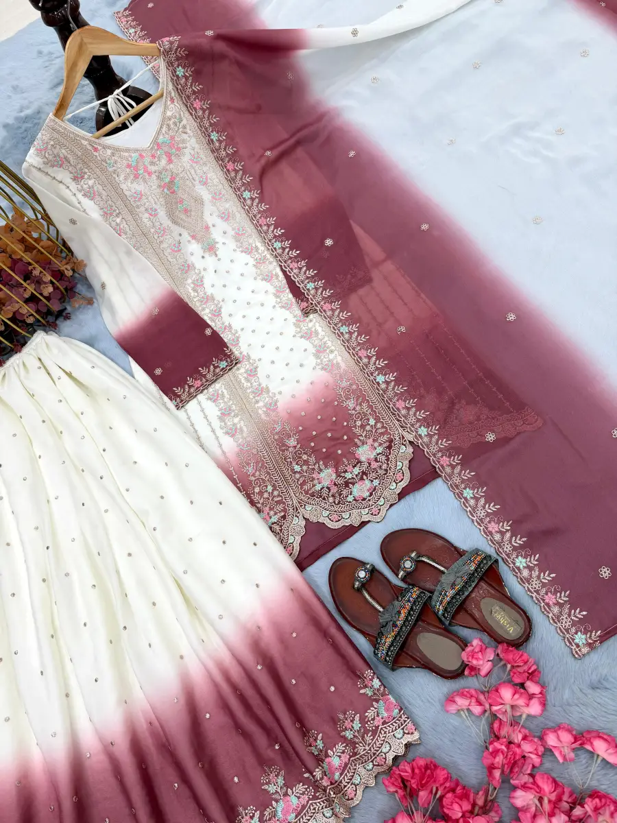 25DESIGNER GEORGETTE EMBROIDERY THREAD WORK TOP PALAZZO WITH DUPATTA FESTIVE WEAR WHOLESALE PRICE ETHNIC GARMENT (6)