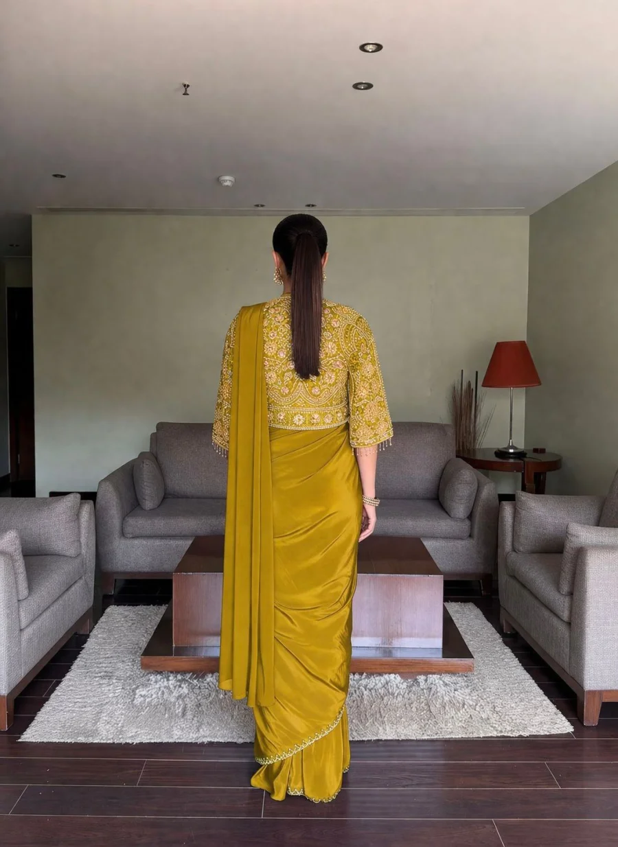 26DESIGNER CHINON SILK SAMOSA LACE BORDER READY TO WEAR SAREE AND BLOUSE WITH ZARI AND THREAD EMBROIDERY WORK KOTI PARTY WEAR WHOLESALE PRICE ETHNIC GARMENT (16)