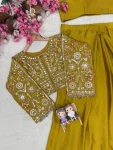 26DESIGNER CHINON SILK SAMOSA LACE BORDER READY TO WEAR SAREE AND BLOUSE WITH ZARI AND THREAD EMBROIDERY WORK KOTI PARTY WEAR WHOLESALE PRICE ETHNIC GARMENT (17)