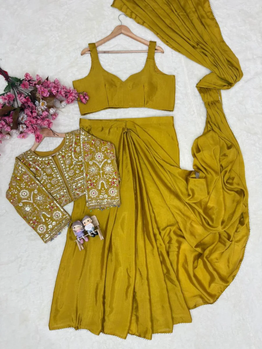 26DESIGNER CHINON SILK SAMOSA LACE BORDER READY TO WEAR SAREE AND BLOUSE WITH ZARI AND THREAD EMBROIDERY WORK KOTI PARTY WEAR WHOLESALE PRICE ETHNIC GARMENT (21)