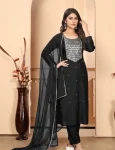NEW ARRIVAL RAYON SEQUENCE EMBROIDERY WORK TOP BOTTOM WITH DUPATTA BLACK