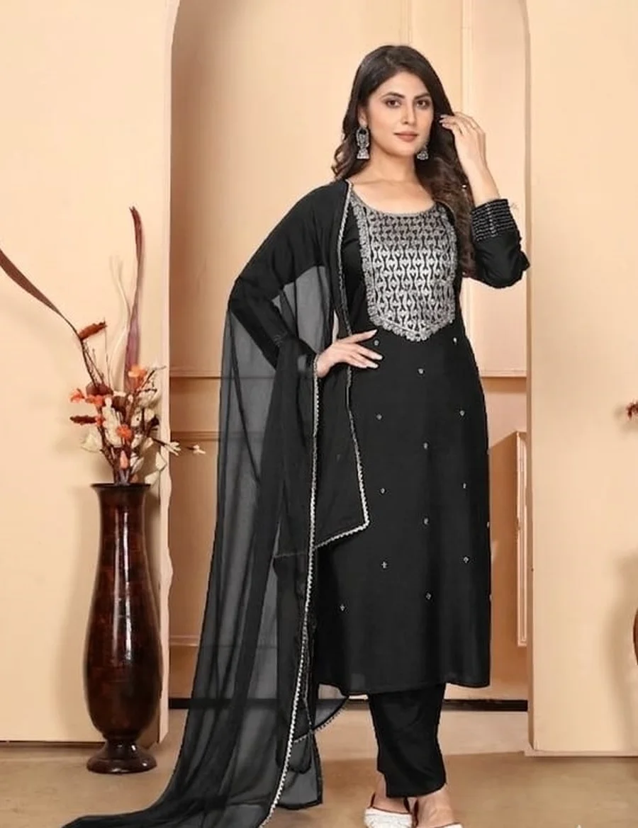 26NEW ARRIVAL RAYON SEQUENCE EMBROIDERY WORK TOP BOTTOM WITH DUPATTA FESTIVE WEAR WHOLESALE PRICE ETHNIC GARMENT (7)