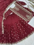 28DESIGNER STAR GEORGETTE EMBROIDERY AND SEQUENCE WORK WITH CUT WORK TOP SHARARA WITH DUPATTA FESTIVE WEAR WHOLESALE PRICE ETHNIC GARMENT (11)