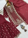 28DESIGNER STAR GEORGETTE EMBROIDERY AND SEQUENCE WORK WITH CUT WORK TOP SHARARA WITH DUPATTA FESTIVE WEAR WHOLESALE PRICE ETHNIC GARMENT (11)