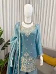 28MODERN FENDY SILK THREAD WITH SEQUENCE WORK TOP PALAZZO WITH DUPATTA FESTIVE WEAR WHOLESALE PRICE ETHNIC GARMENT (16)