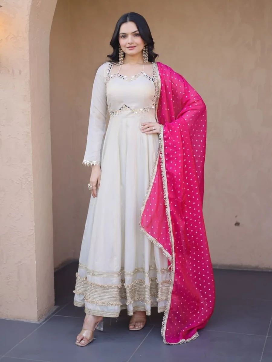 29RICH LOOK COSMOS REAL MIRROR WITH ZARI EMBROIDERY LACE WORK GOWN WITH DUPATTA FESTIVE WEAR WHOLESALE PRICE ETHNIC GARMENT (19)