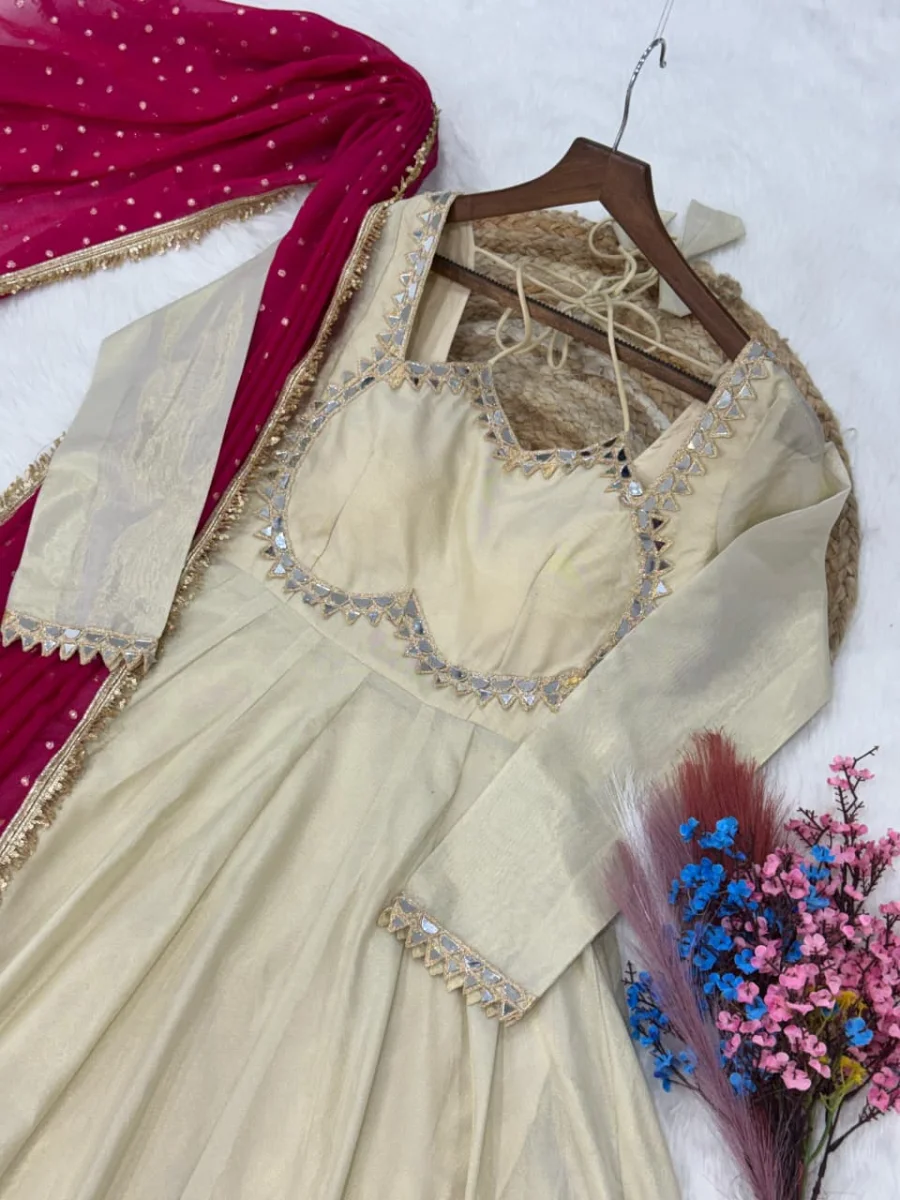 29RICH LOOK COSMOS REAL MIRROR WITH ZARI EMBROIDERY LACE WORK GOWN WITH DUPATTA FESTIVE WEAR WHOLESALE PRICE ETHNIC GARMENT (24)
