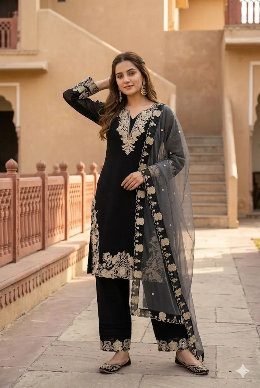 29TRENDING GEORGETTE EMBROIDERY WITH SWAROVSKI HAND WORK TOP BOTTOM WITH DUPATTA FESTIVE WEAR WHOLESALE PRICE ETHNIC GARMENT (12)
