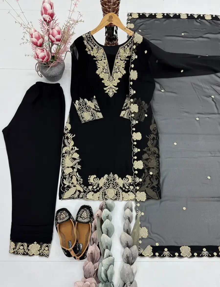 29TRENDING GEORGETTE EMBROIDERY WITH SWAROVSKI HAND WORK TOP BOTTOM WITH DUPATTA FESTIVE WEAR WHOLESALE PRICE ETHNIC GARMENT (15)