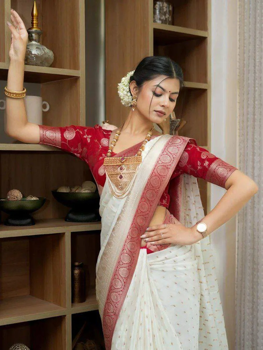 2CLASSIC LICHI SILK JACQUARD WORK SAREE WITH UNSTITCHED BLOUSE FESTIVE WEAR WHOLESALE PRICE ETHNIC GARMENT (17)