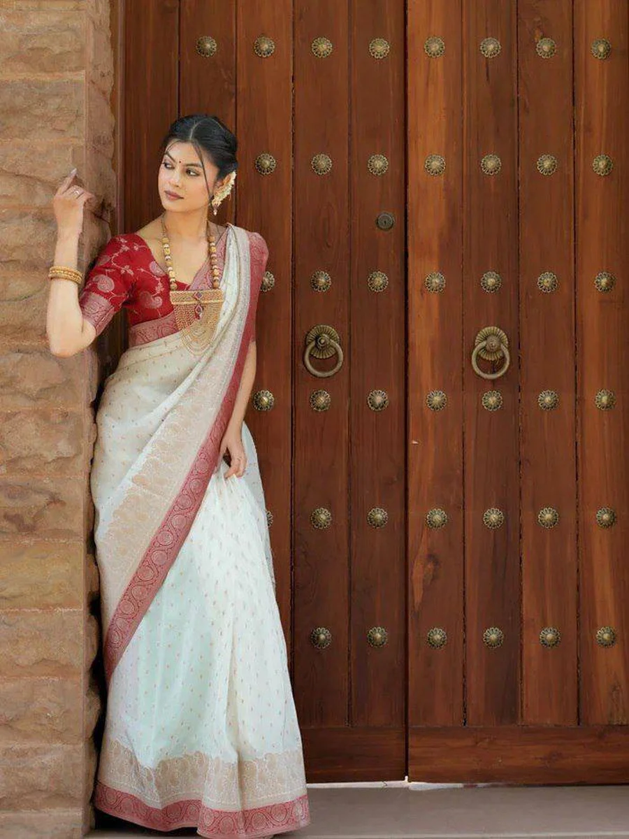 2CLASSIC LICHI SILK JACQUARD WORK SAREE WITH UNSTITCHED BLOUSE FESTIVE WEAR WHOLESALE PRICE ETHNIC GARMENT (20)