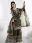 2DESIGNER FENDY SILK EMBROIDERY CODING AND SEQUENCE WORK TOP PALAZZO WITH DUPATTA FESTIVE WEAR WHOLESALE PRICE ETHNIC GARMENT (28)