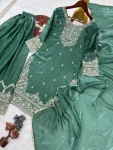 2DESIGNER FENDY SILK EMBROIDERY SEQUENCE WITH CODING WORK TOP PALAZZO WITH DUPATTA WEDDING WEAR WHOLESALE PRICE ETHNIC GARMENT (19)